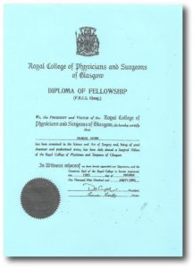 DIPLOMA OF FELLOWSHIP PHPSICIANS AND SURGEONS